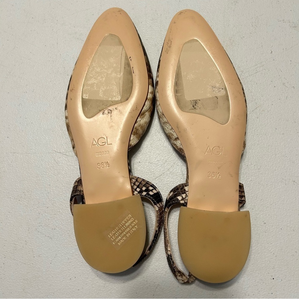 AGL Slingback Snakeskin Flat Sandal Size 36.5 - Picture 6 of 8